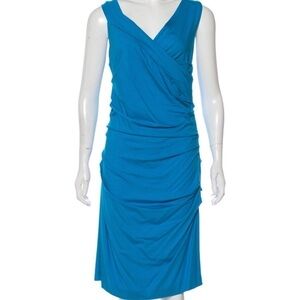 Diane Von Furstenberg Blue Ruched Midi Dress